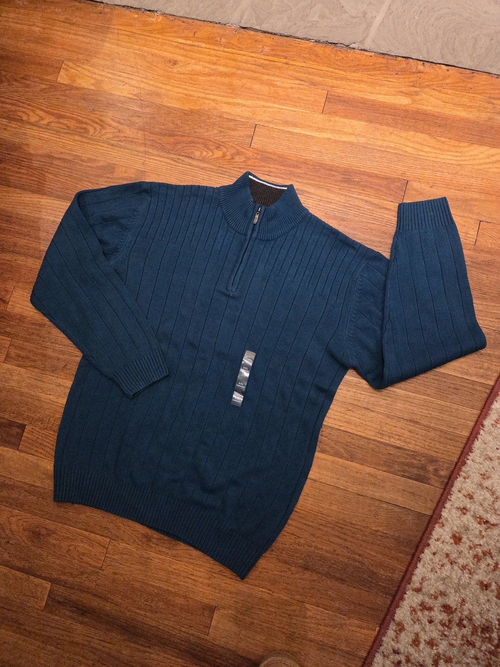 Covington Teal Ribbed Quarter-Zip Sweater